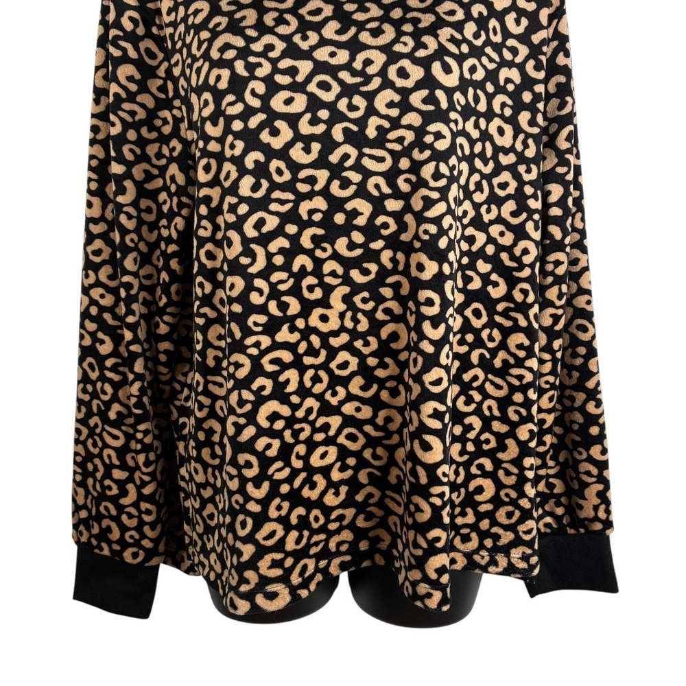 Kate Spade Womens Sz XL Leopard Animal Print‎ Casual/Pajama Top Velour Black Tan - Picture 6 of 13